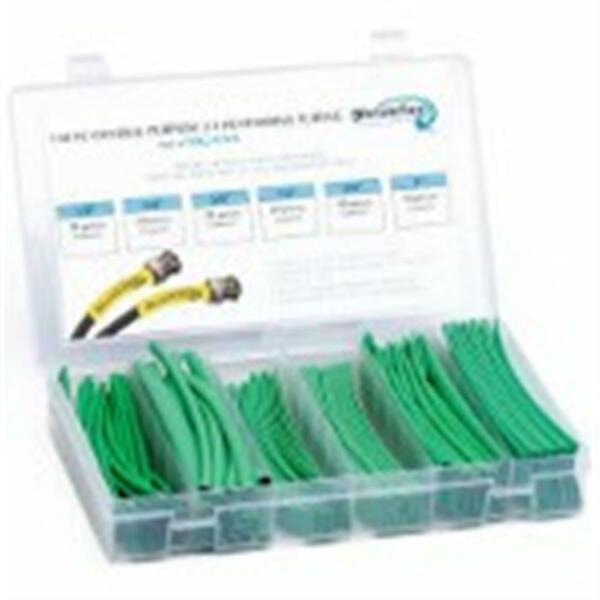 Techflex 6 in. Shrinkflex Heat Shrink Tubing Kit, 2 - 1 Shrink, Green, 110PK HSK2-GN-K
